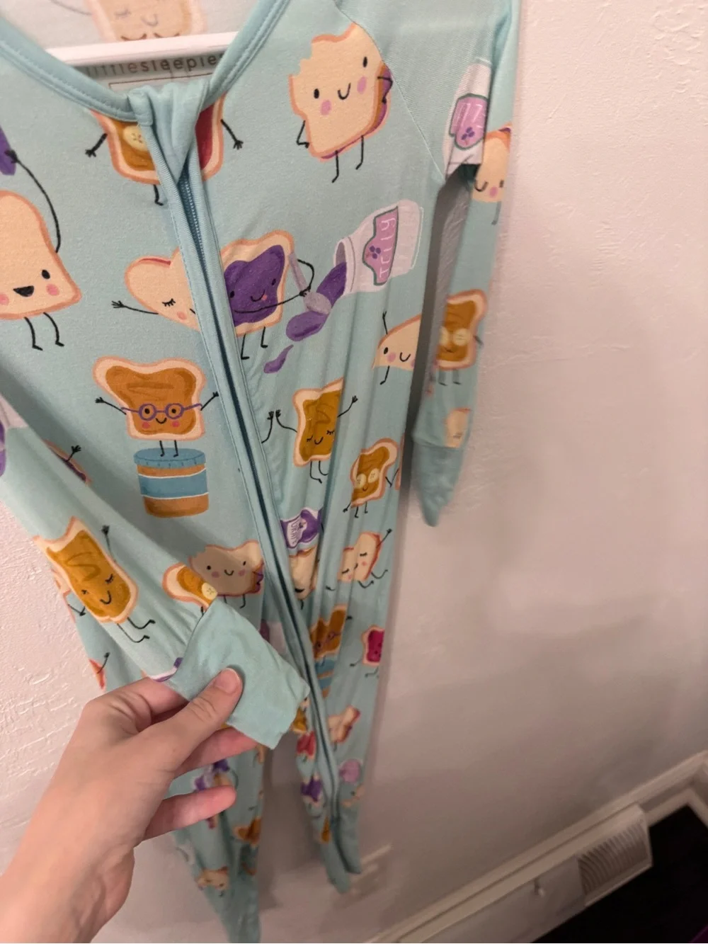 Little Sleepies Peanut Butter & Jelly Mint 2T Bamboo Zippy Pajama Toddled 2T